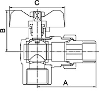Купить Кран шаровый угловой с американкой PF STANDARD 