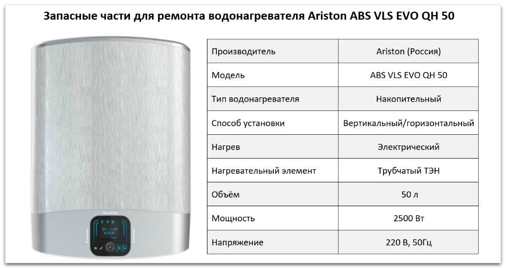 Купить запчасти Ariston ABS VLS EVO QH 50 в Сатке